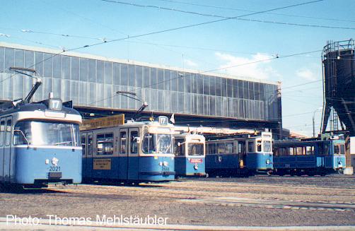 trams at depot's fan